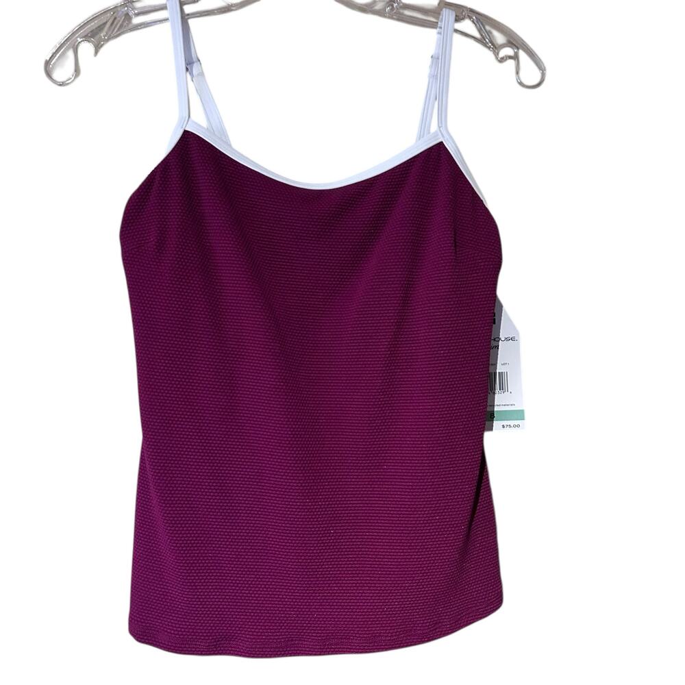Beach House Swim Tankini NEW Lexi Sporty Pool Fitted Underwire Top Burgundy SZ 8